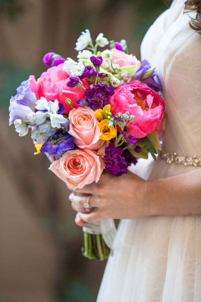 Rancho Bernardo Inn wedding, San Diego wedding flowers, vibrant color bridal bouquet,