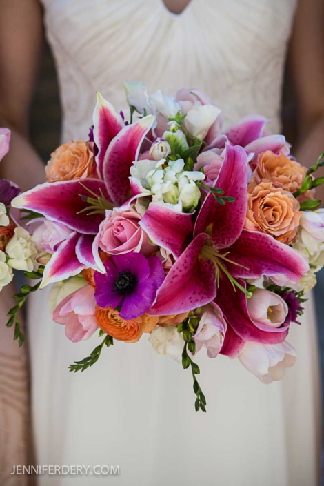 Prado wedding san diego, magenta wedding bouquet,