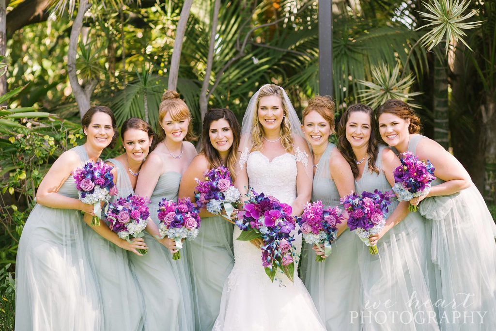 Paradise Point Resort venue, Purple and White wedding flowers, San Diego navy wedding ideas