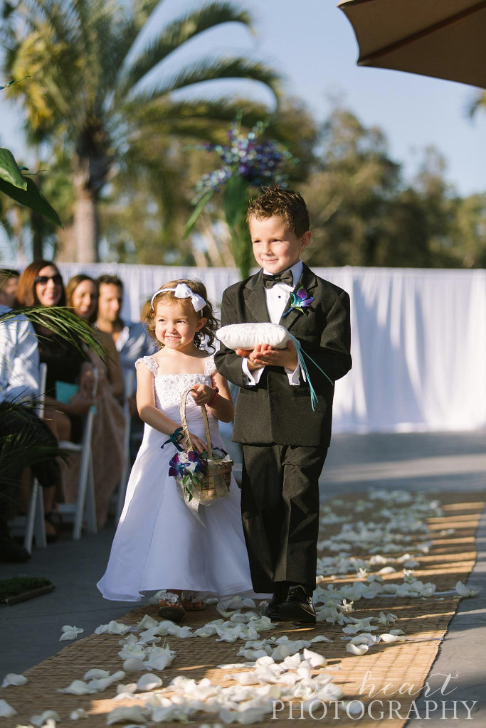 Paradise Point Resort venue, Purple and White wedding flowers, San Diego navy wedding ideas