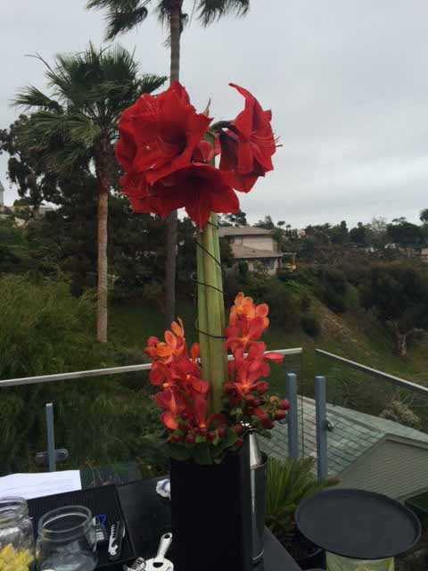 Red flower arrangements, San Diego birthday flowers,