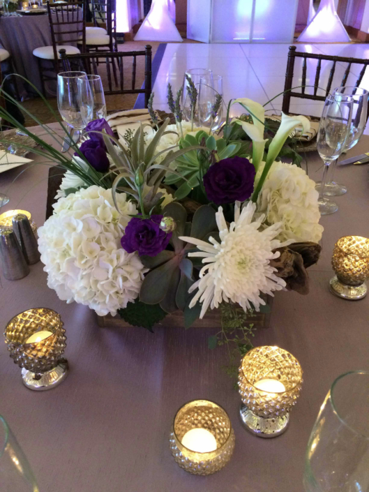 San Diego wedding flowers, Purple and White floral, La Valencia venue