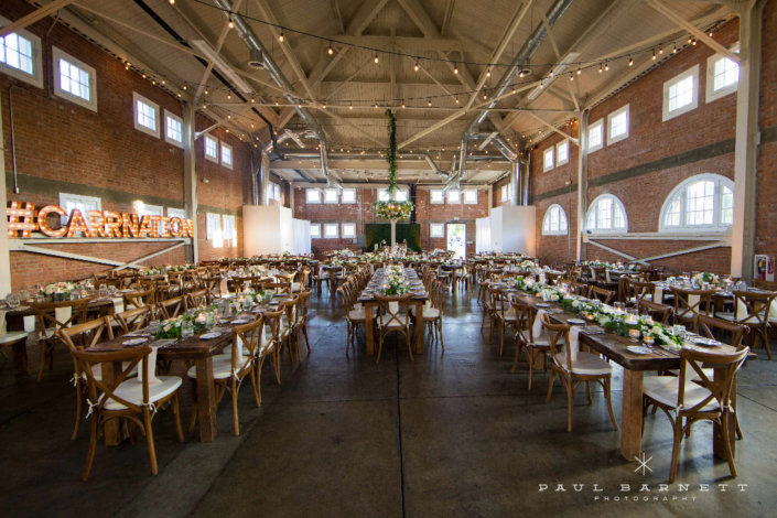 The Brick SD wedding venue, Traditional wedding flowers, indoor reception,