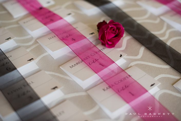 Pink Rose Ribbon Place Card Wedding