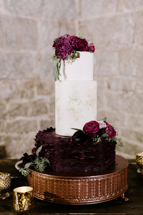 Rustic Wood Wedding Cake White Flowers Red