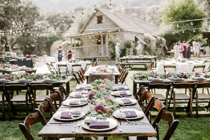 Rustic Wood Wedding Outdoor Place Settings Dinner